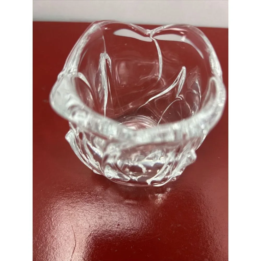 Clear Glass Rose Bud Shaped‎ Small Vase or Trinket Dish